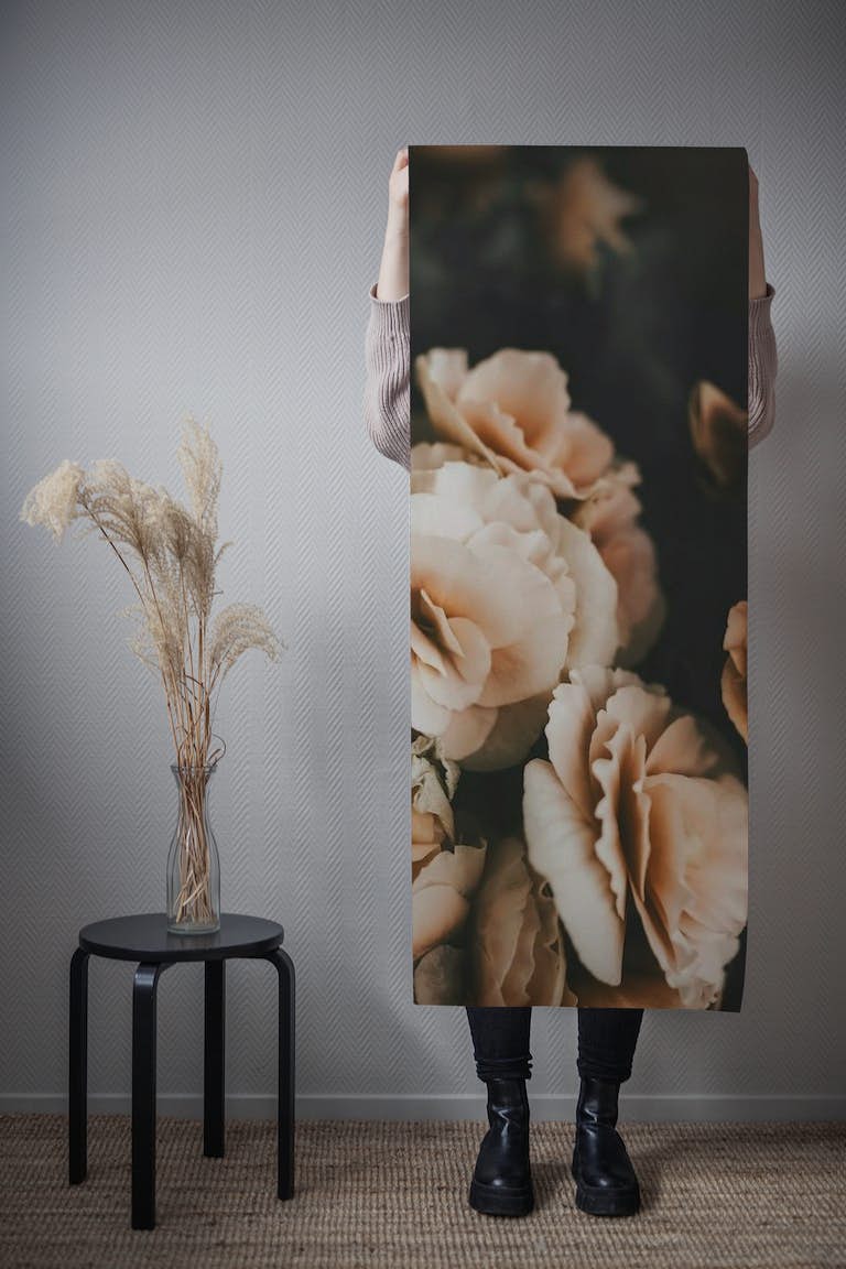 Flowers beige and earth tone Begonias tapetit roll