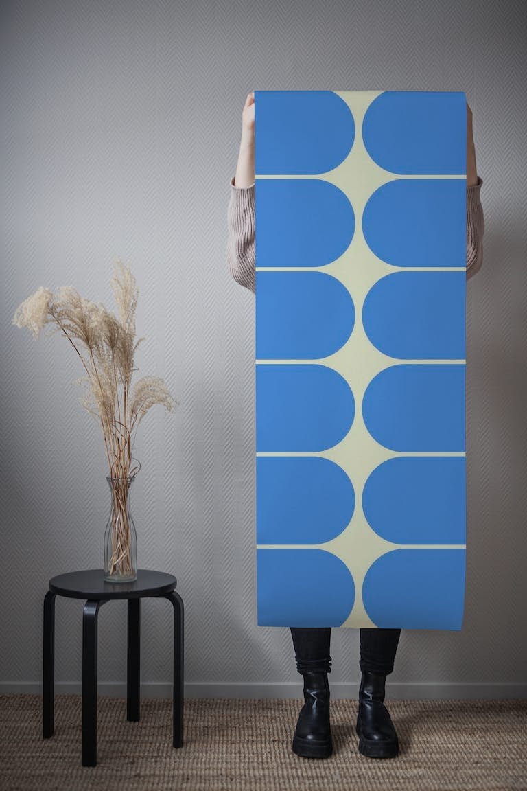 Blue Mid-Century Pebbles Abstract Vintage Geo wallpaper roll