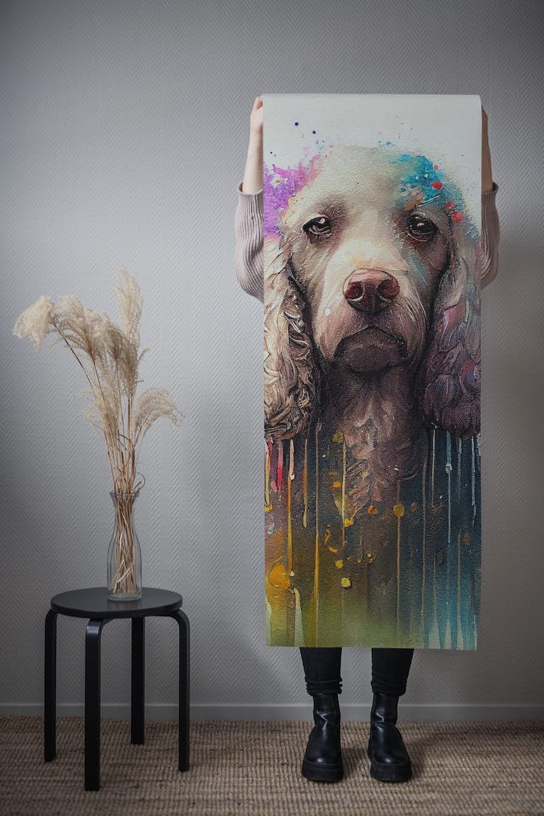 Watercolor Poodle Dog behang roll
