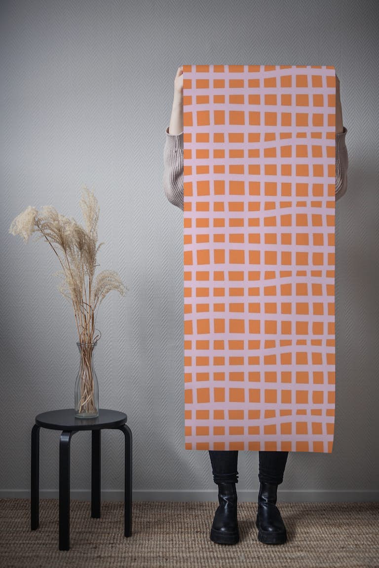 Simple Abstract Geometry Cutouts Pink Orange wallpaper roll