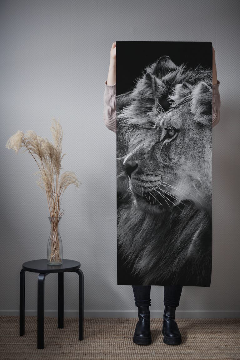 Lion and  lioness portrait behang roll