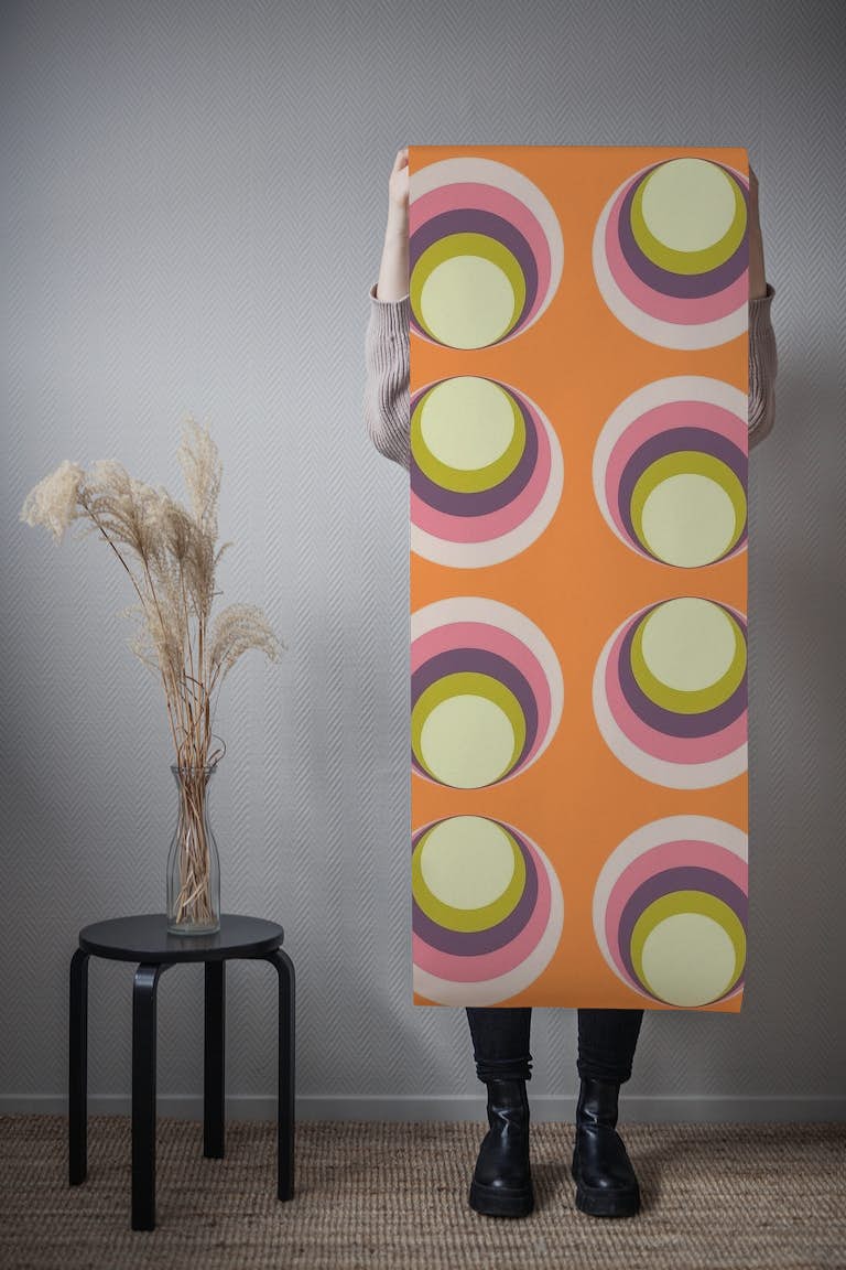 Vintage 70s Abstract Geometry tapetit roll