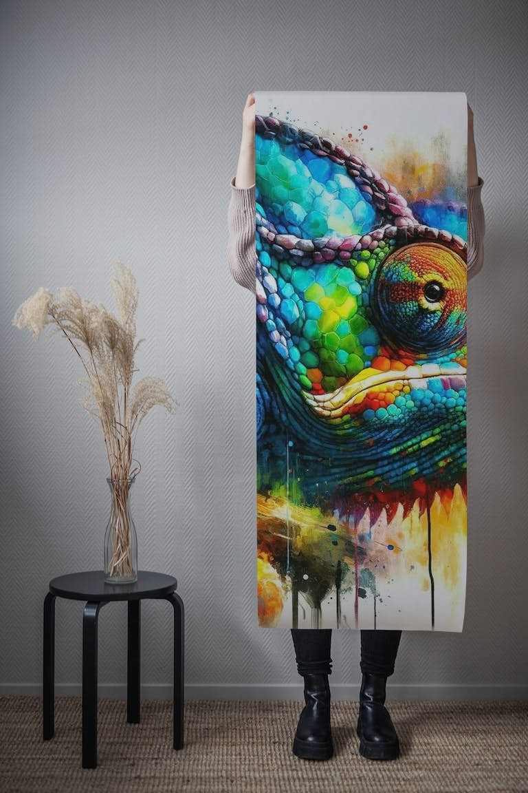 Watercolor Chameleon tapet roll