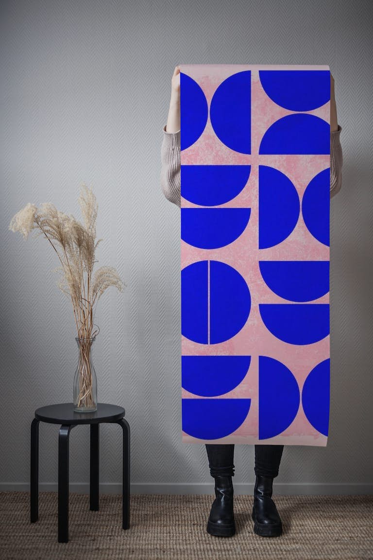 Modern Blue Mid-Century Contemporary Art papel pintado roll