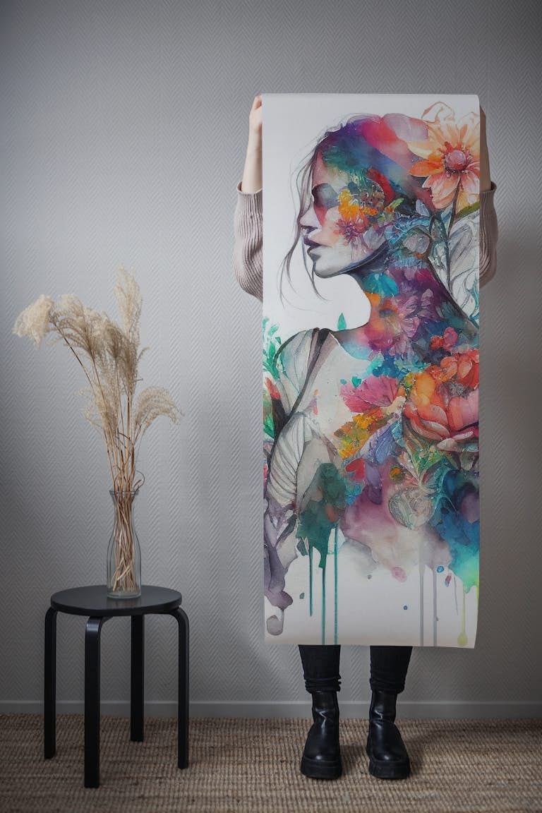 Watercolor Tropical Woman #9 behang roll