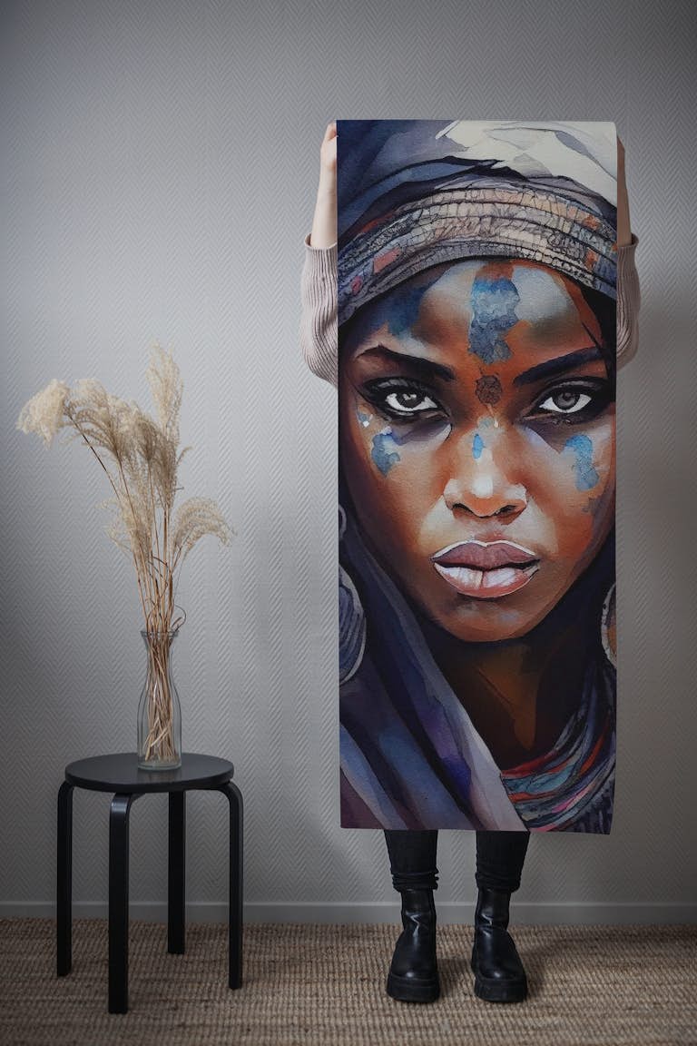 Watercolor Tuareg Woman #4 wallpaper roll