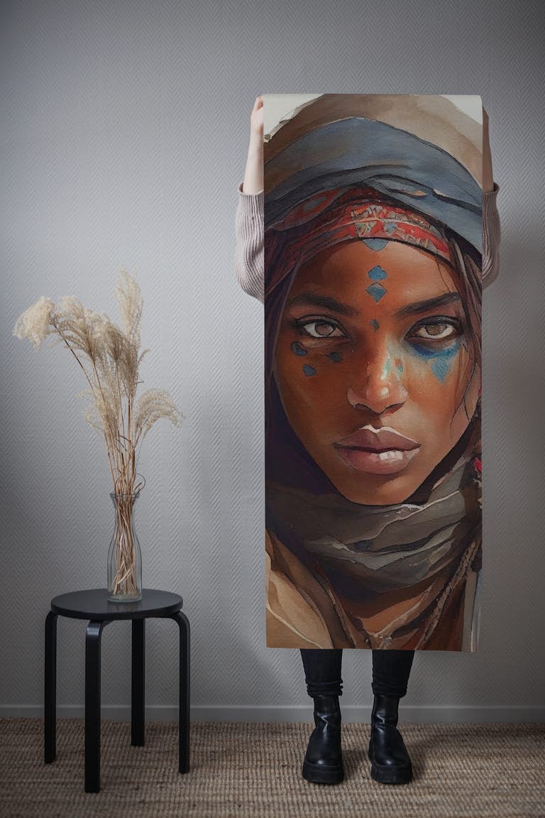 Watercolor Tuareg Woman #2 wallpaper roll