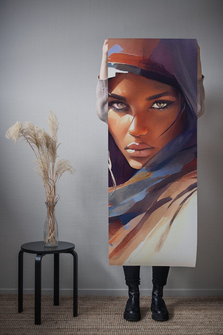 Watercolor Tuareg Woman #10 wallpaper roll