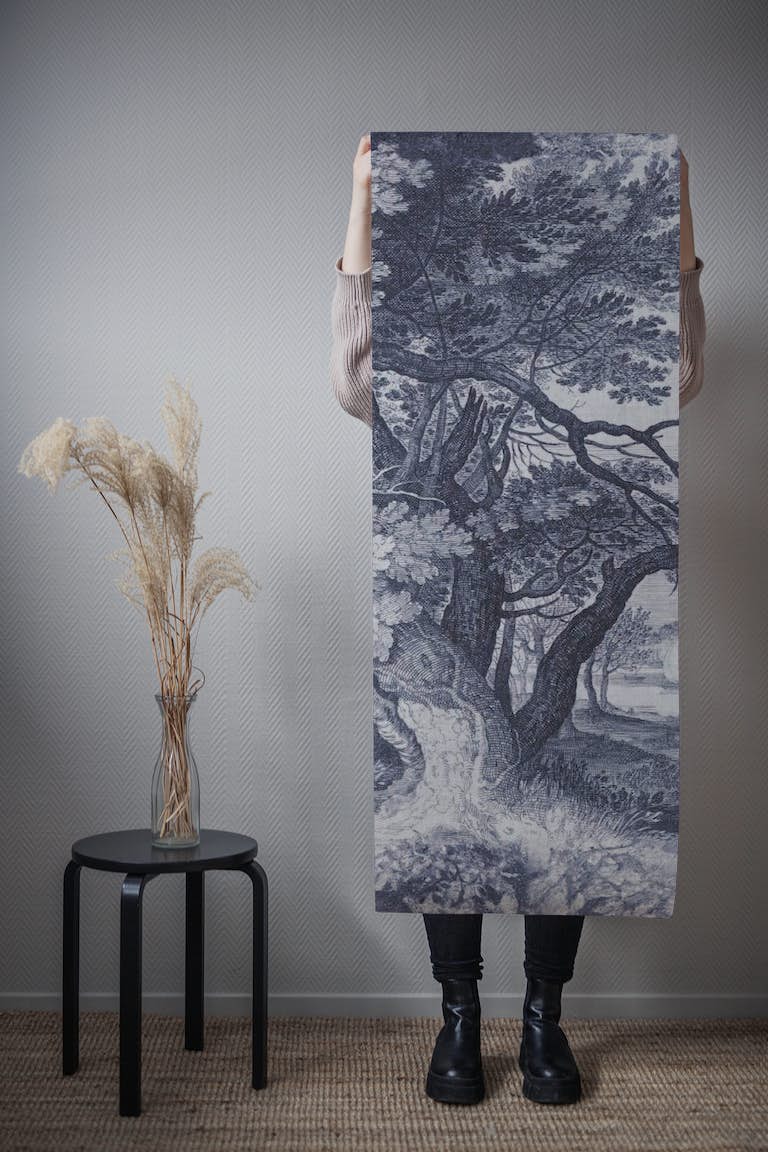 Tree etching landscape tapetit roll