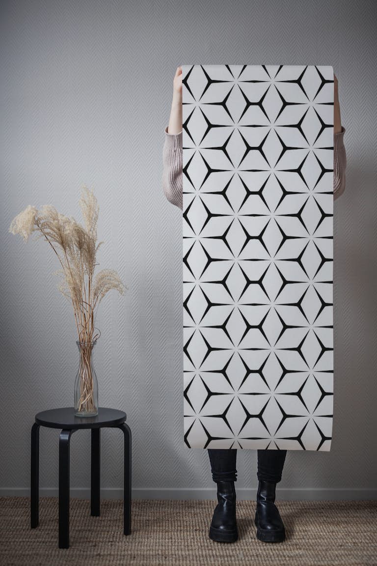 Mid Century White and Black papel de parede roll