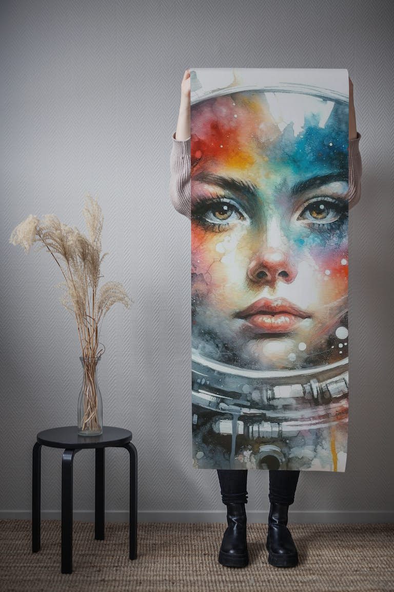 Watercolor Woman Astronaut wallpaper roll