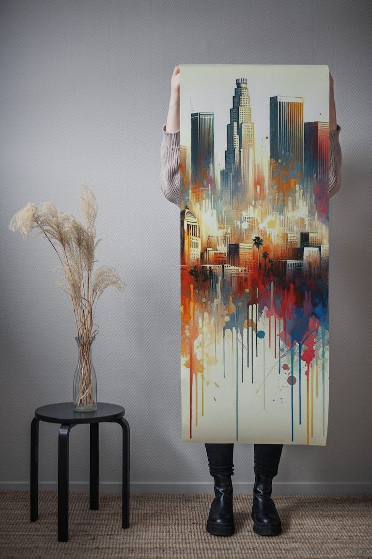 Watercolor Skyline wallpaper roll