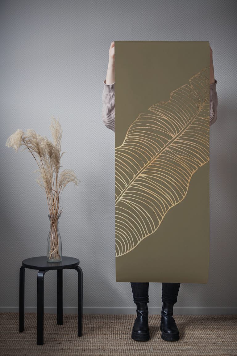 Jumbo Palm Leaf in Taupe Brown papel de parede roll