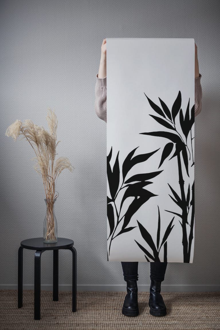 Zan Bamboo Tranquility Black And White papel pintado roll