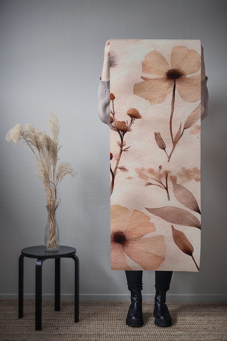 Dried Japandi Flowers wallpaper roll