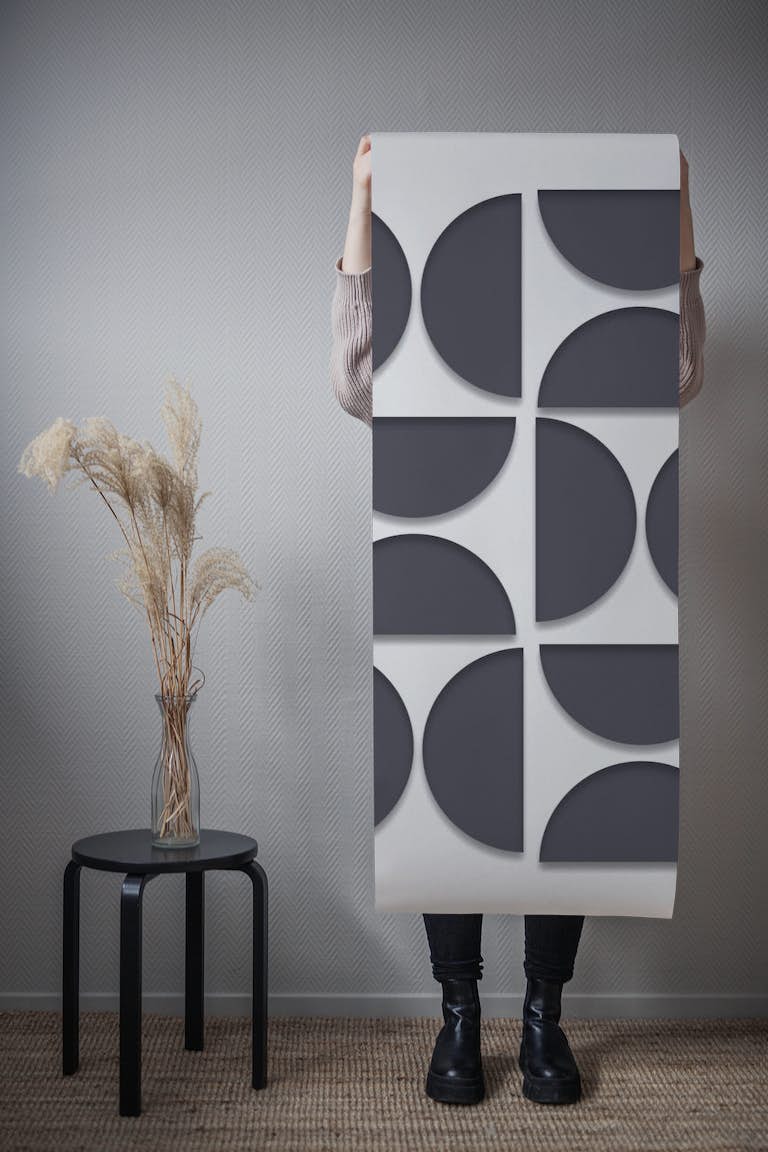 3D Bauhaus Mid Century Relief Black White behang roll
