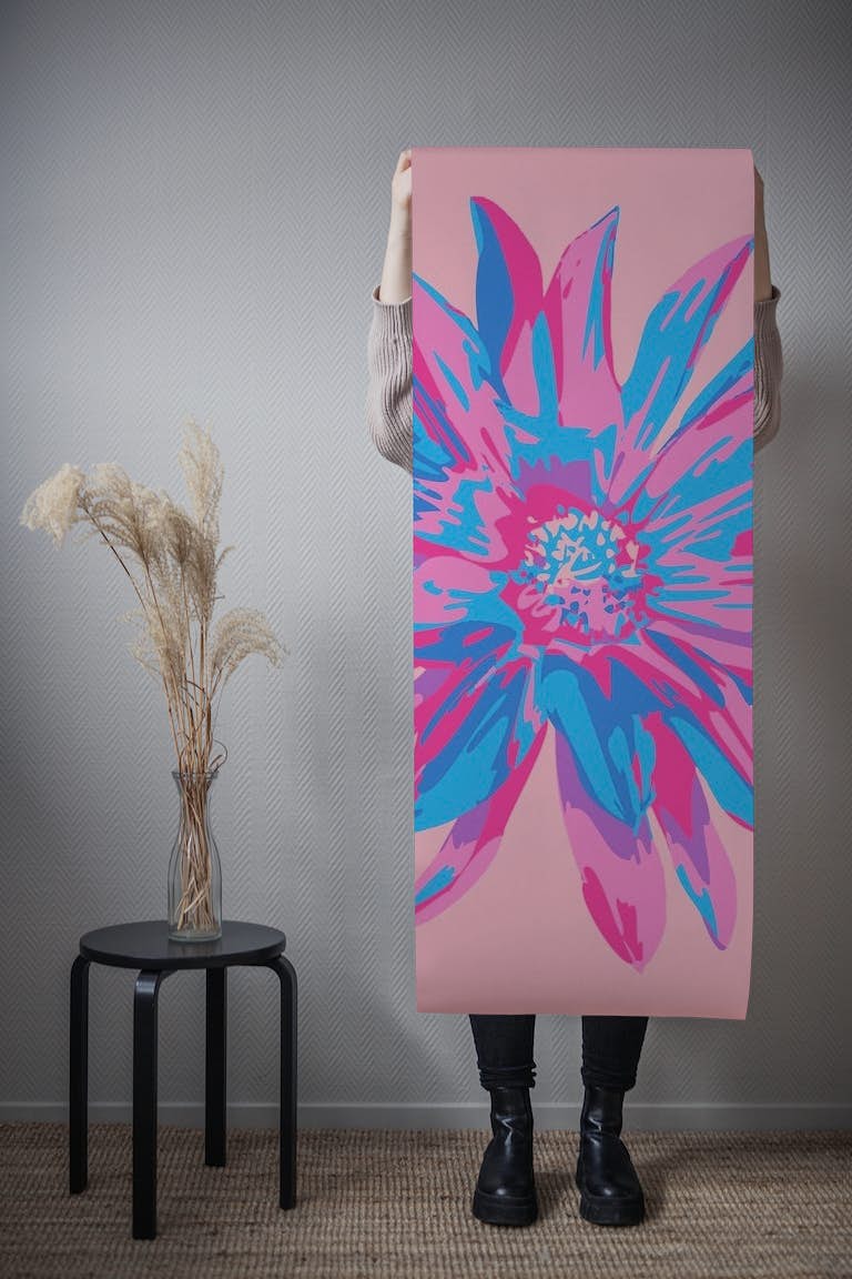 DAHLIA BURSTS Abstract Floral Single - Pink carta da parati roll