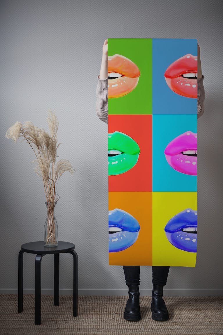 Colored lips papel de parede roll