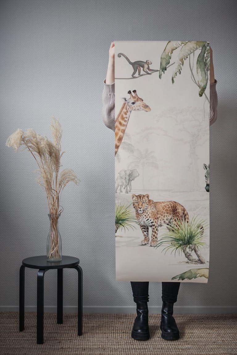 Whimsical Wildlife Off White papel de parede roll