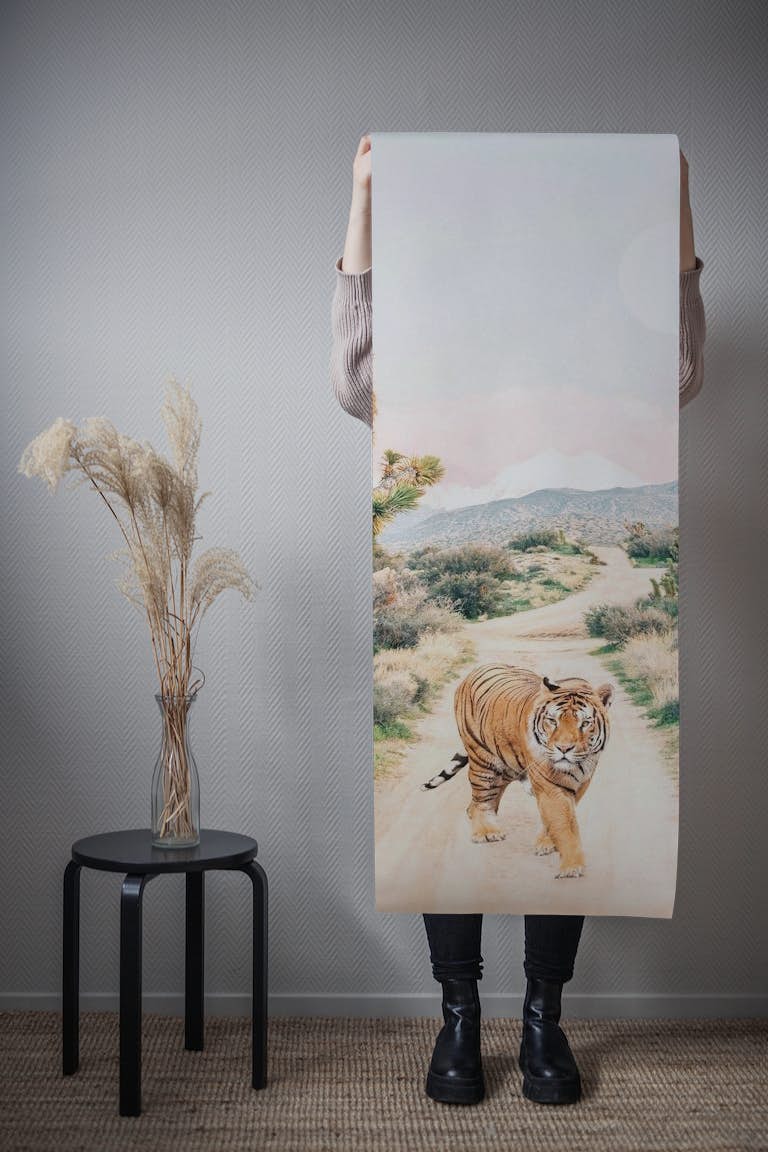 A wandering tiger wallpaper roll