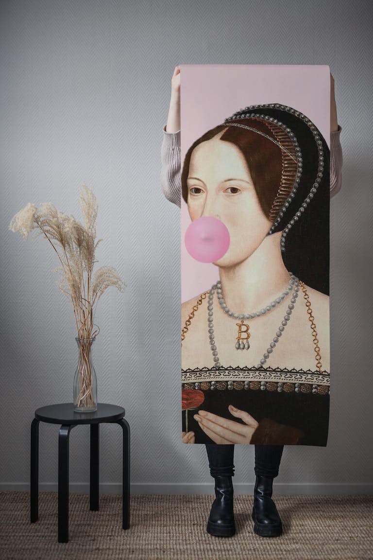 Anne Boleyn Bubble-Gum Pink behang roll