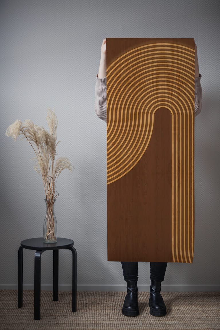 Mid Century Modern Bauhaus Wood Neutral wallpaper roll