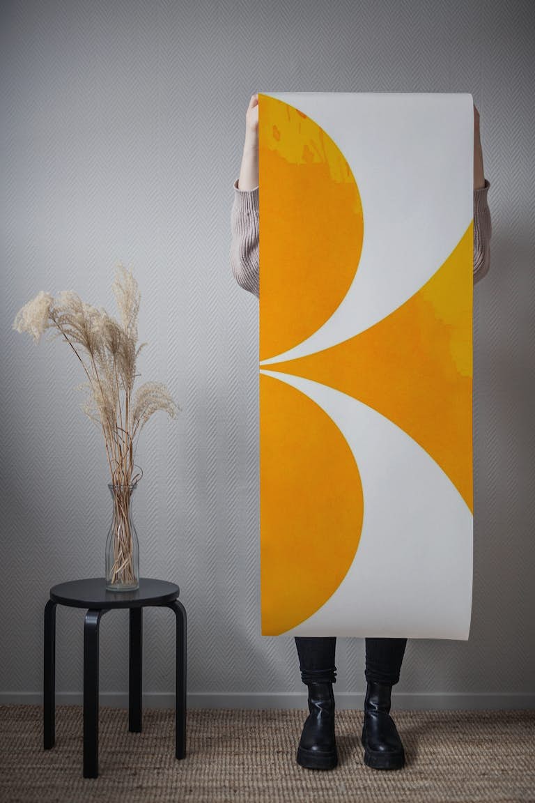 Mid Century Modern Bauhaus Yellow Cutout Geo papel pintado roll