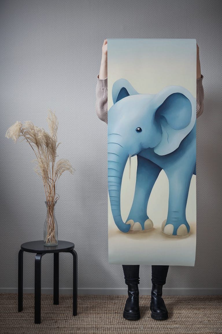 Giraffe and Elephant Duo wallpaper roll