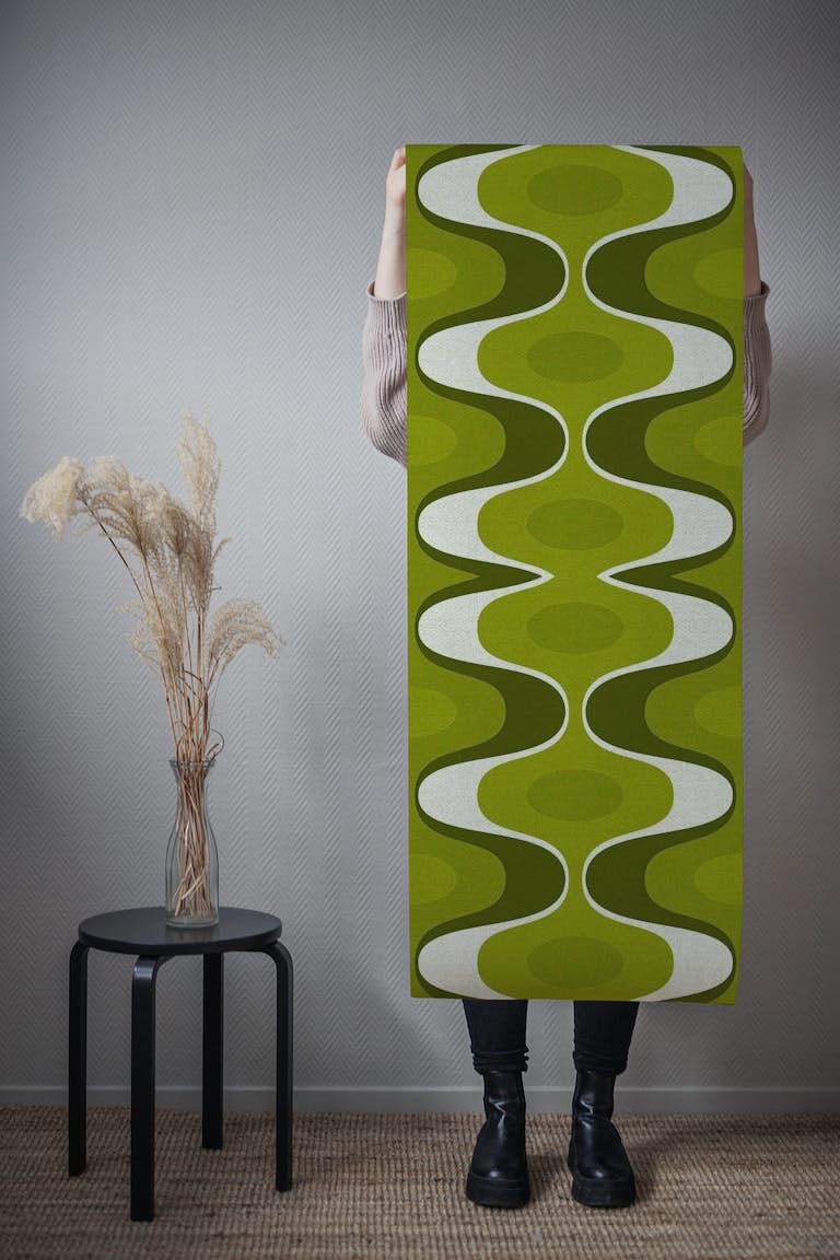 Retro 70s Vivid Green Groovy Fabric behang roll