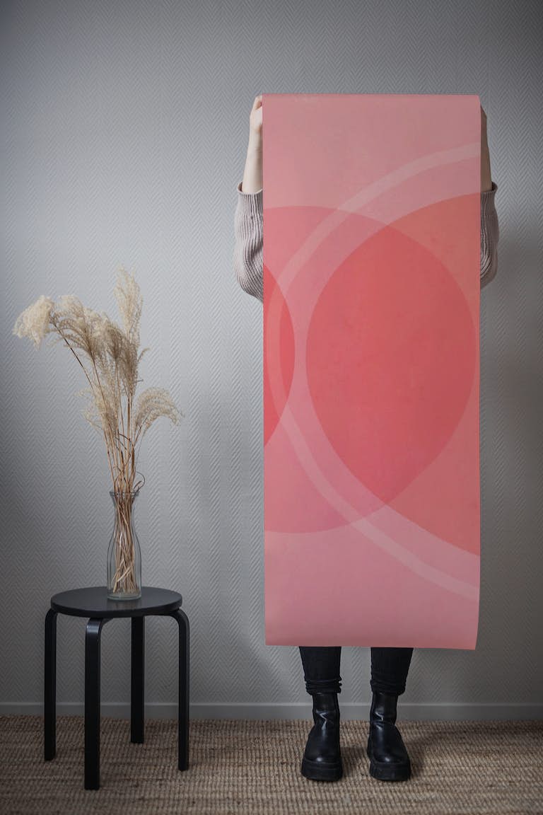 Mid Century Eclectic Pink Peach Shapes tapeta roll