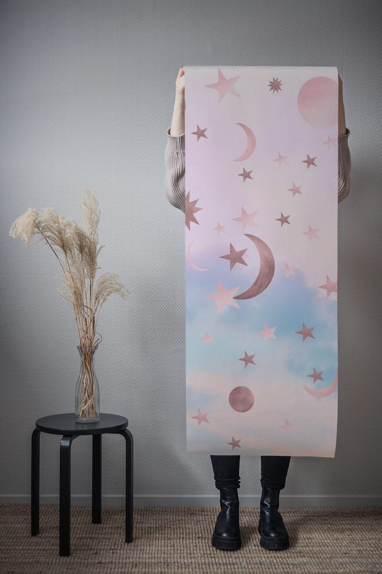 Pastel Starry Sky Moon Dream 2 wallpaper roll