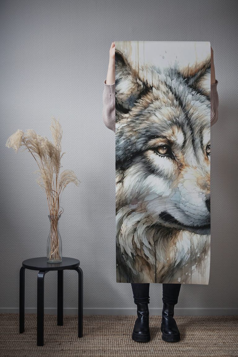 Watercolor Wolf #1 wallpaper roll