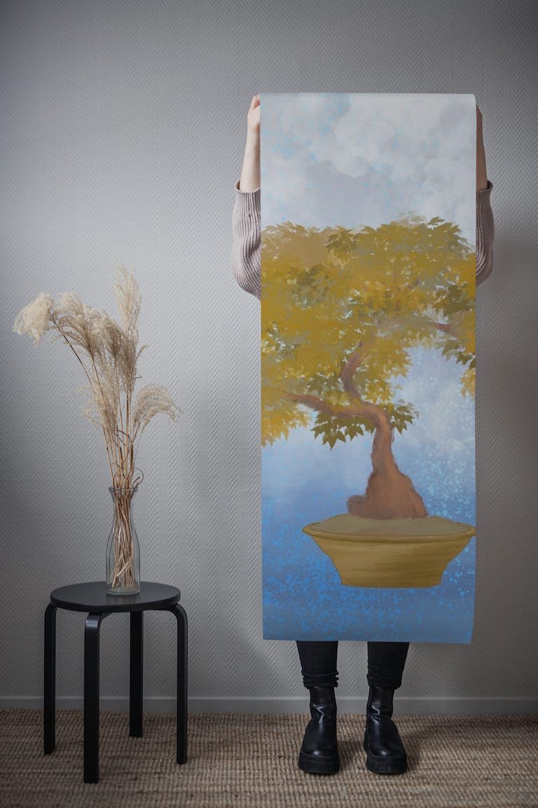 Golden Bonsai Tree wallpaper roll
