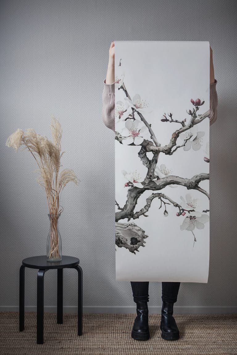 Ink Cherry Blossoms Branches #7 behang roll