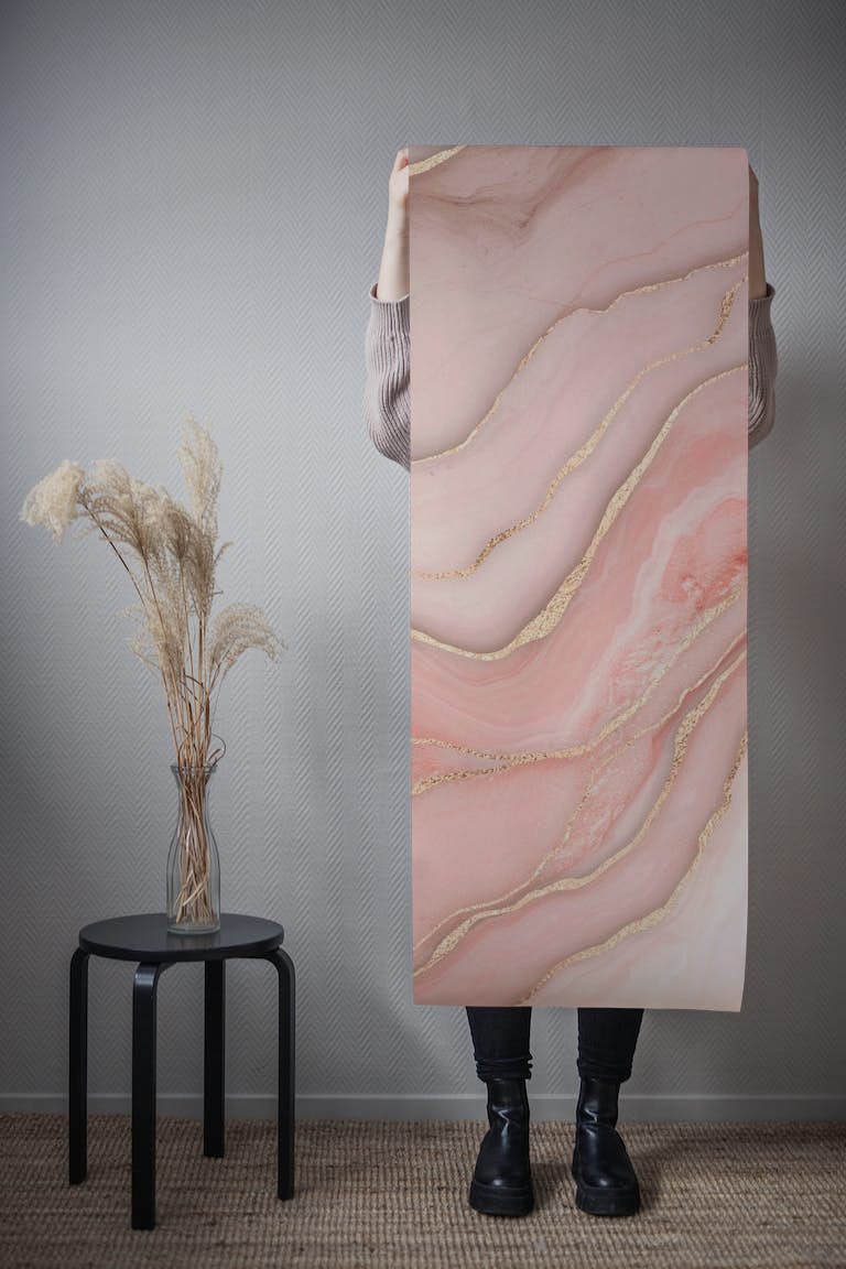 Magnificent Marble De Luxe Blush Pink papel de parede roll