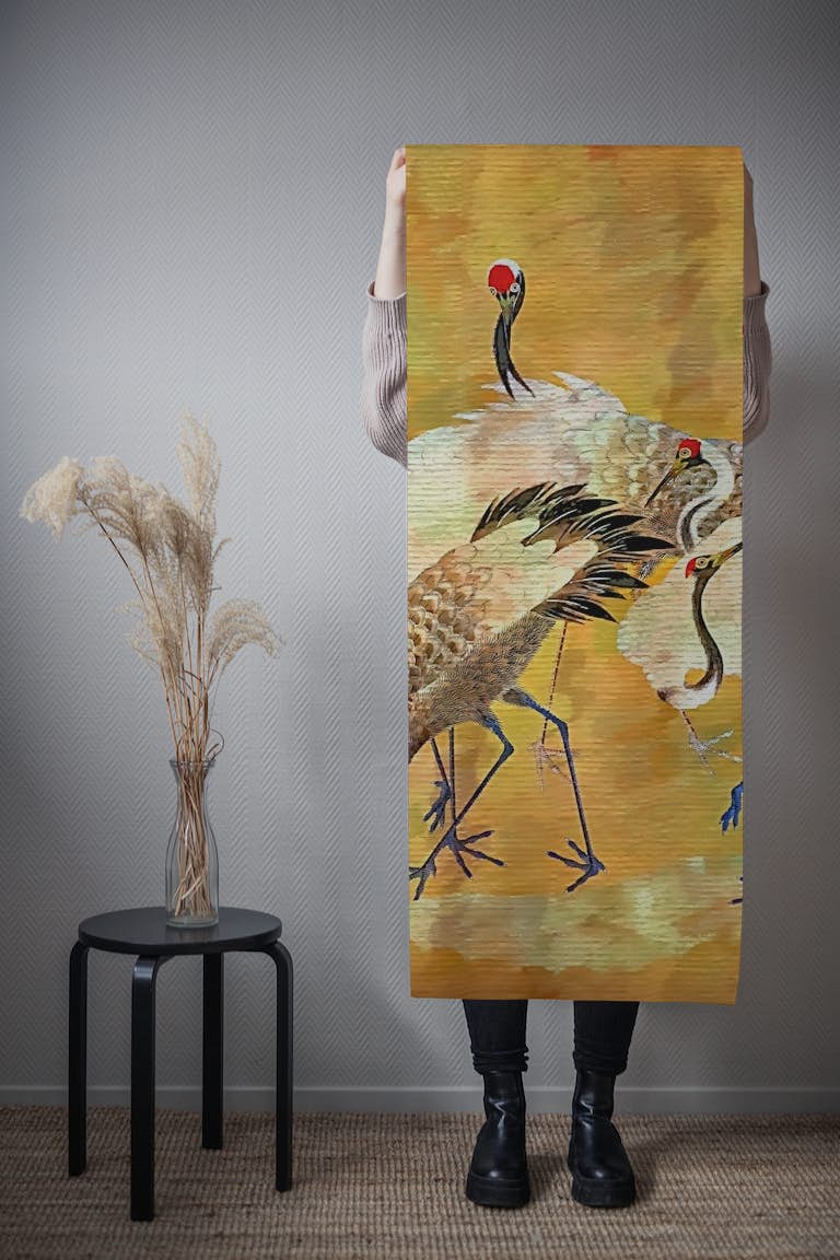 Antique Crane Birds papel pintado roll