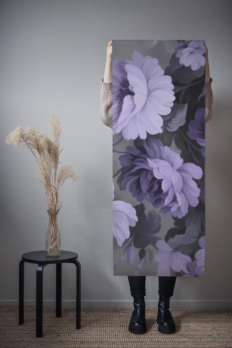 Nostalgic Floral Garden Cottagecore Purple tapetit roll