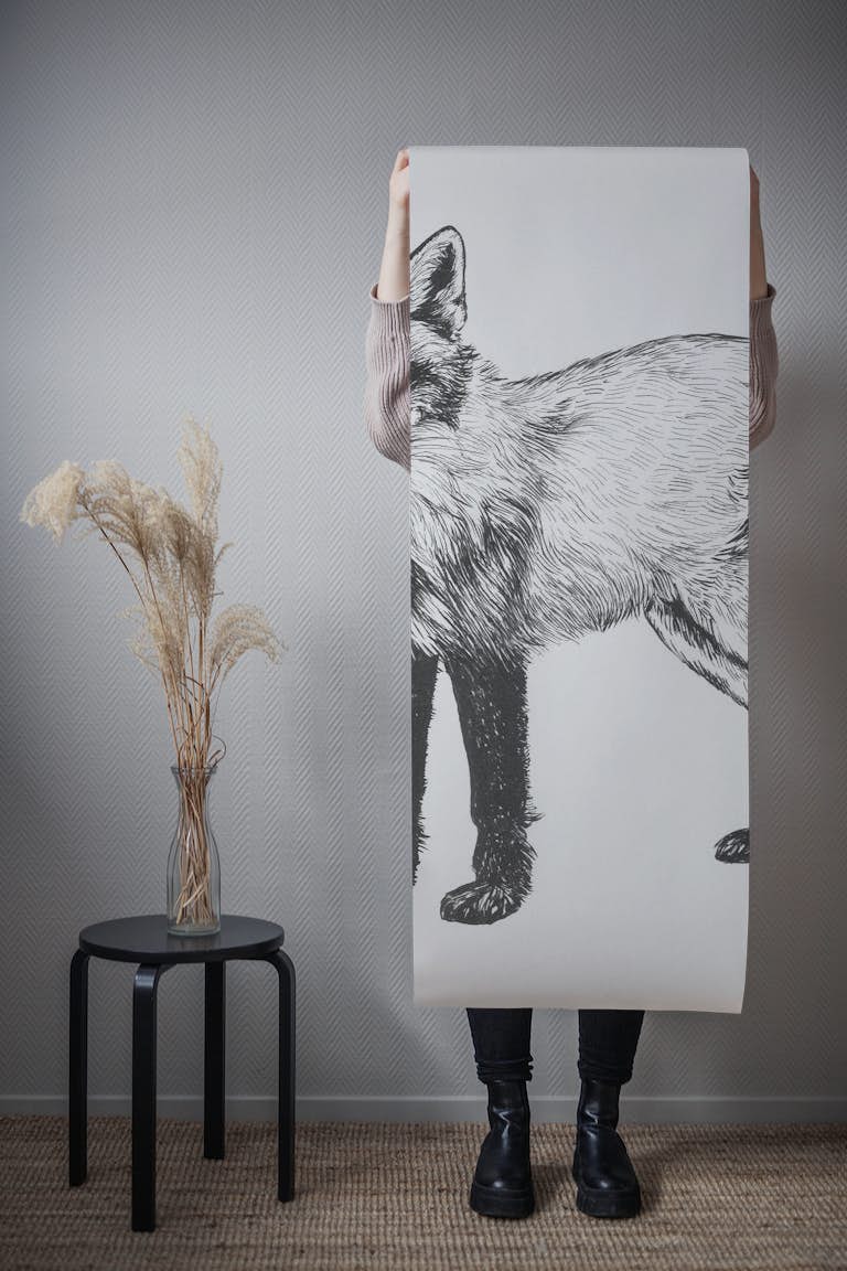 Fox drawing behang roll