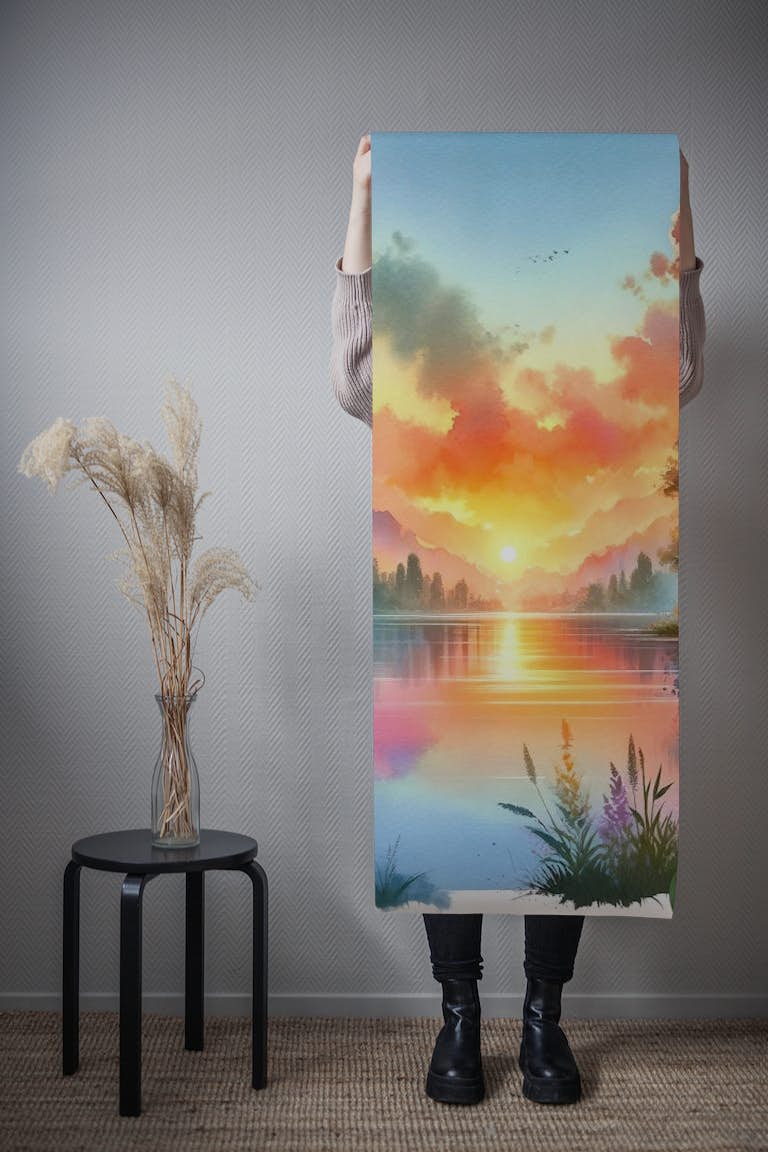 Tranquil Sunset Over Serene Waters papiers peint roll