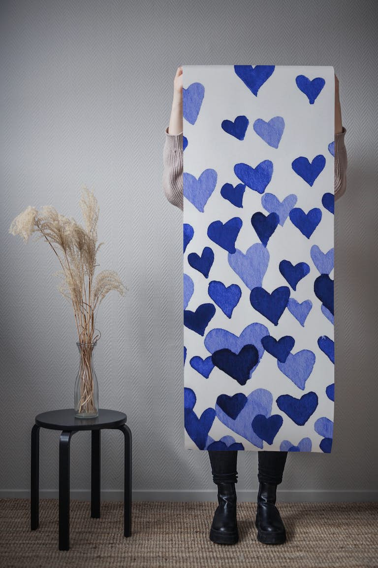 Valentines day hearts blue papel de parede roll