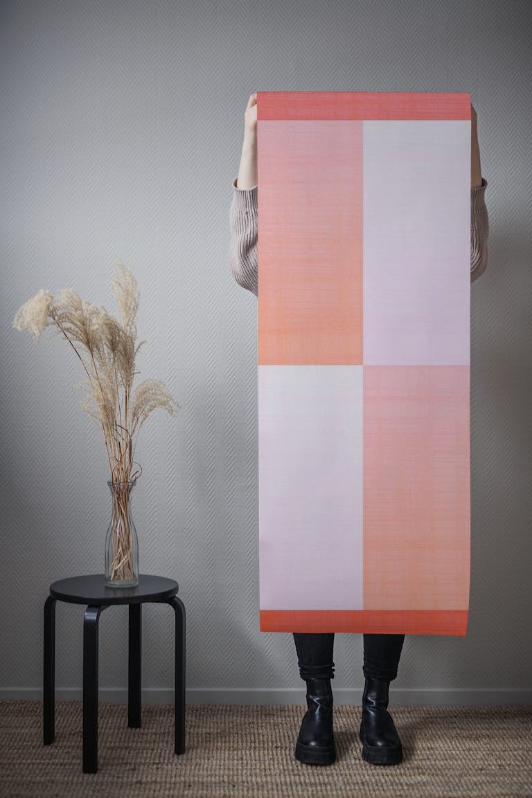 Light Peach Check XL wallpaper roll