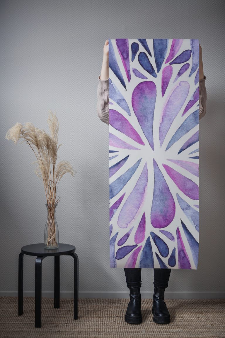 Symmetrical drops - purple and indigo papel de parede roll
