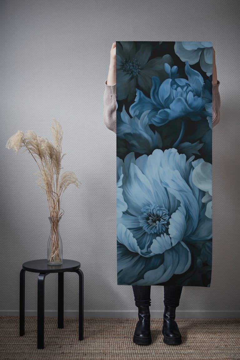 Regency Vibe Blue Floral Opulence wallpaper roll