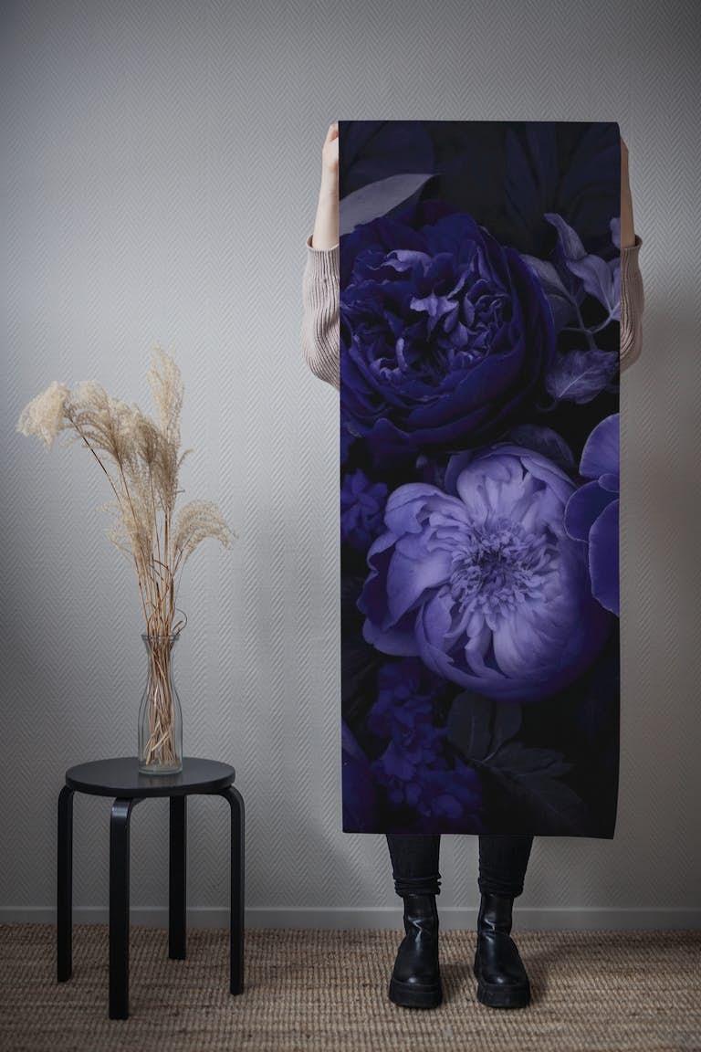 Victorian Grandeur Large Flowers Deep Purple papiers peint roll