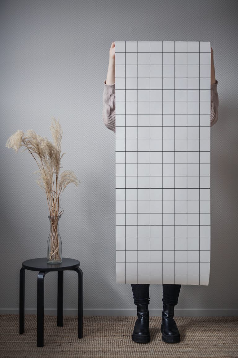 Grid Pattern - White with Small Grid tapet roll
