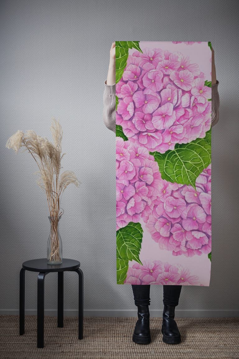 Hydrangea watercolor behang roll