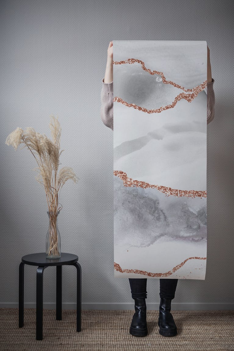 Ice And Rosegold Marble wallpaper roll