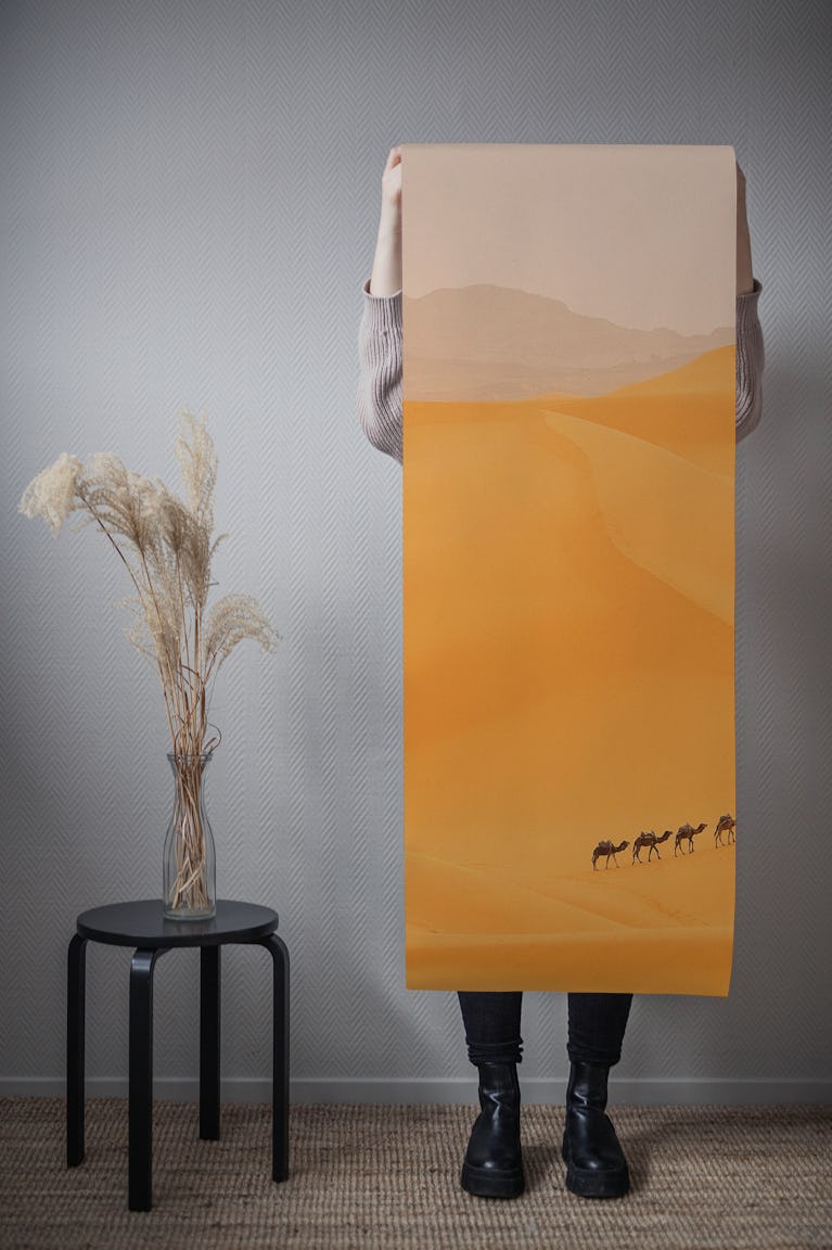 Camels caravan in Sahara wallpaper roll