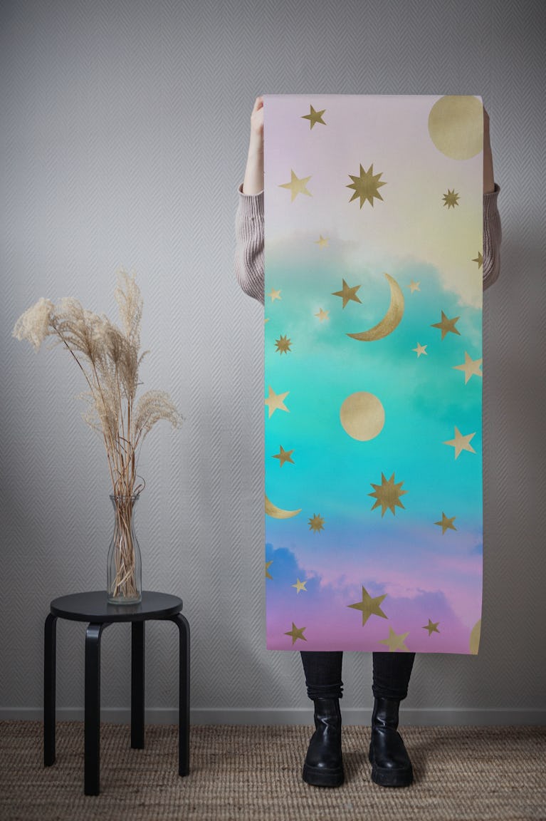 Pastel Rainbow Starry Sky 1 wallpaper roll