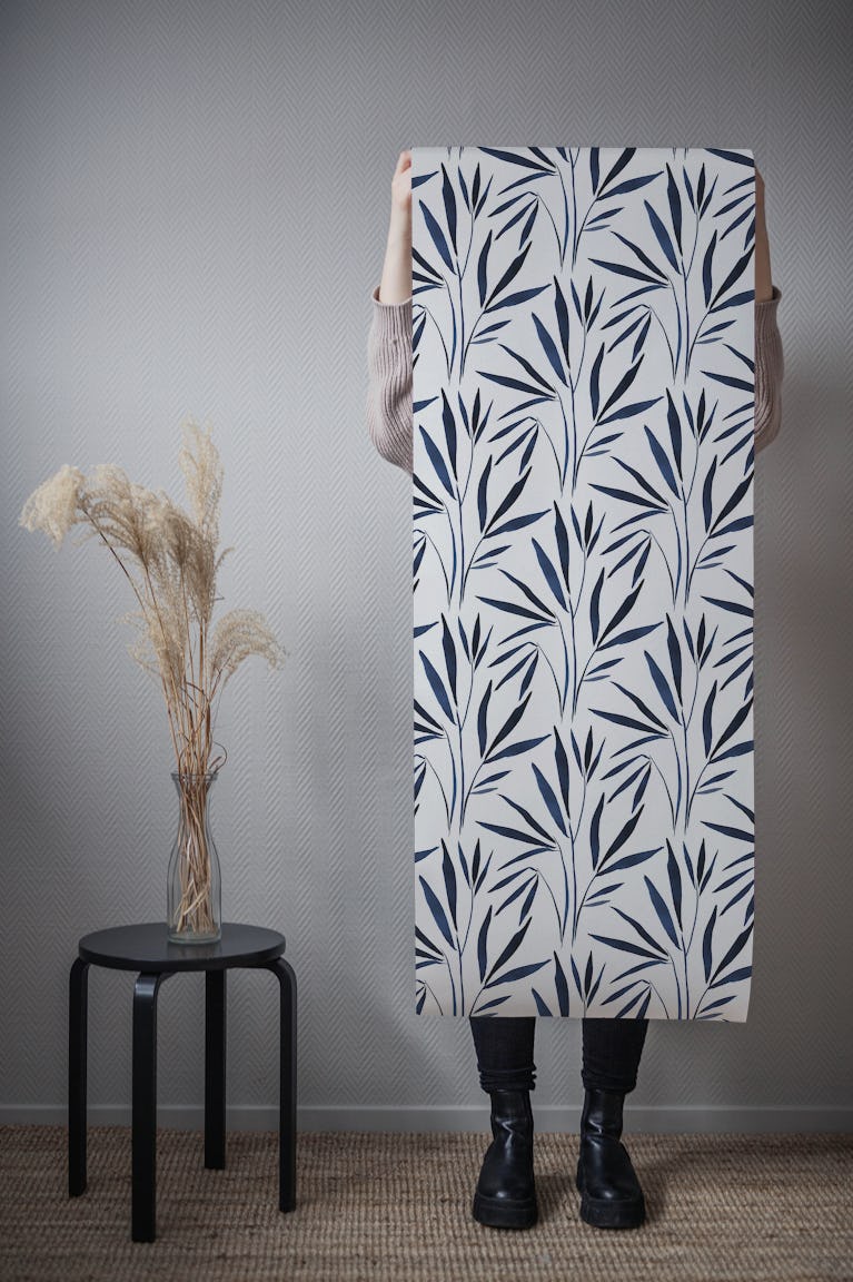 Blue Ink Bamboo wallpaper roll